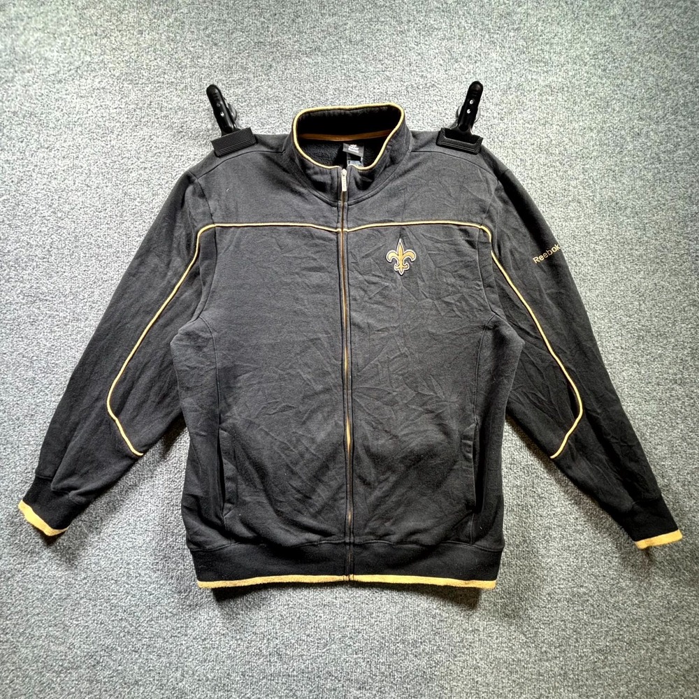 NFL New Orleans Saints Reebok Jacket Men XL Black Football Team Mock Neck Cotton